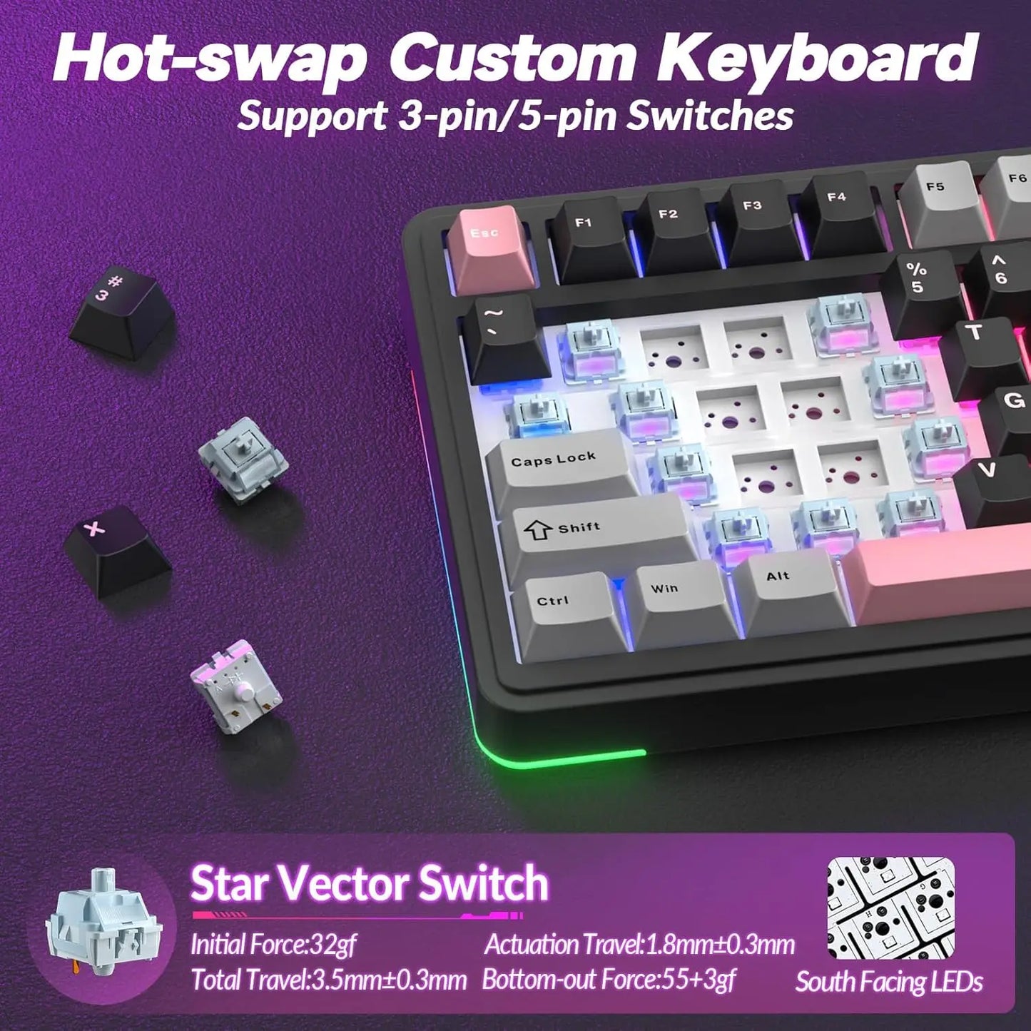 AULA S75 Pro keyboard RGB backlight